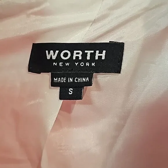 Worth New York White and Red Embossed Trench Coat Size Small - Picture 7 of 9